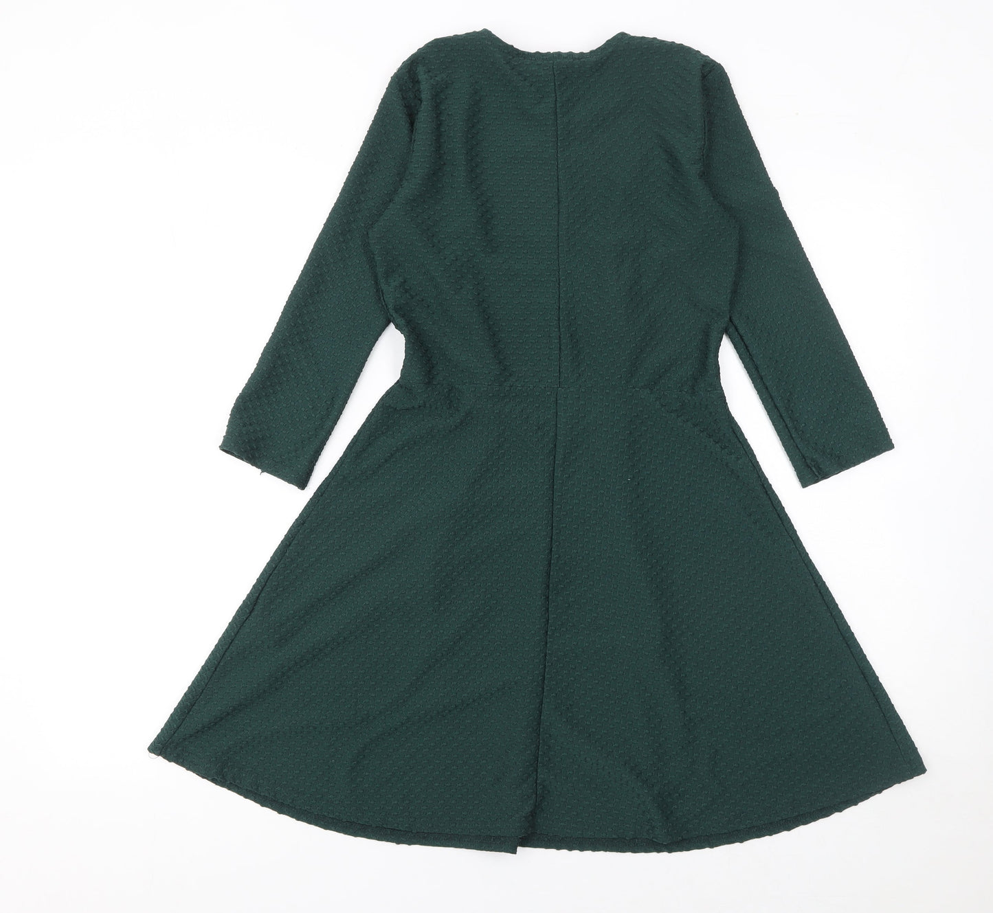 Olivia Stelly Petites Green Fit & Flare Dress UK 8 Women’s Round Neck 3/4 Sleeve