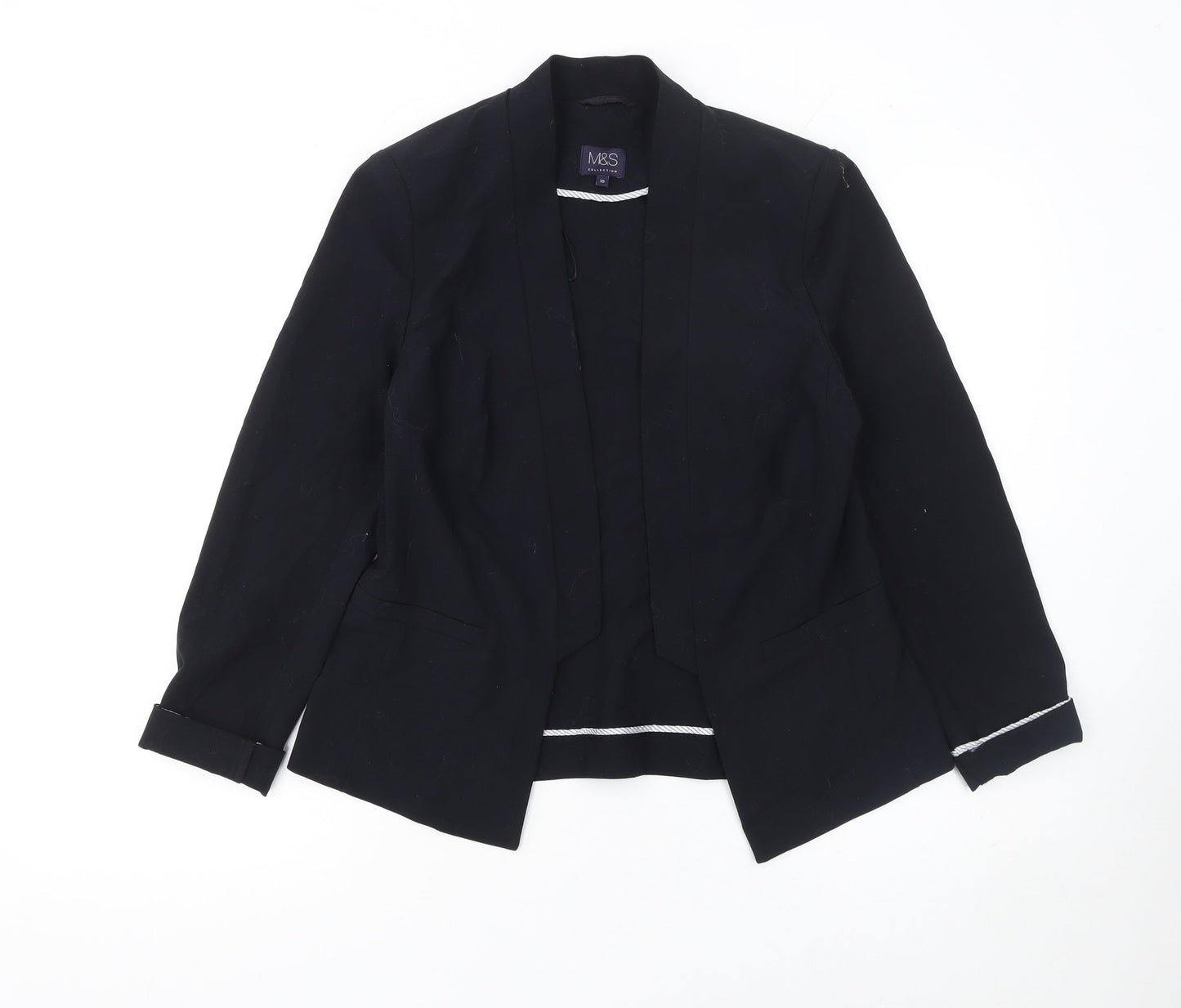 Marks and Spencer Women Black Size 10 Regular Fit Blazer Jacket