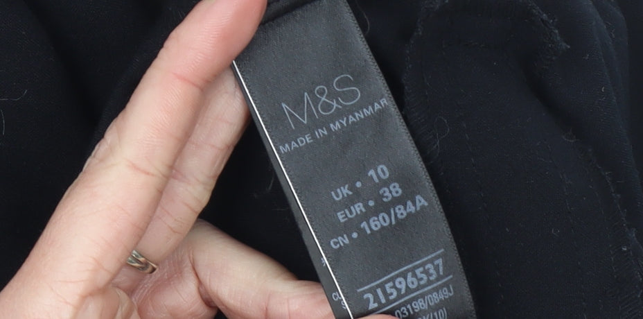 Marks and Spencer Women Black Size 10 Regular Fit Blazer Jacket