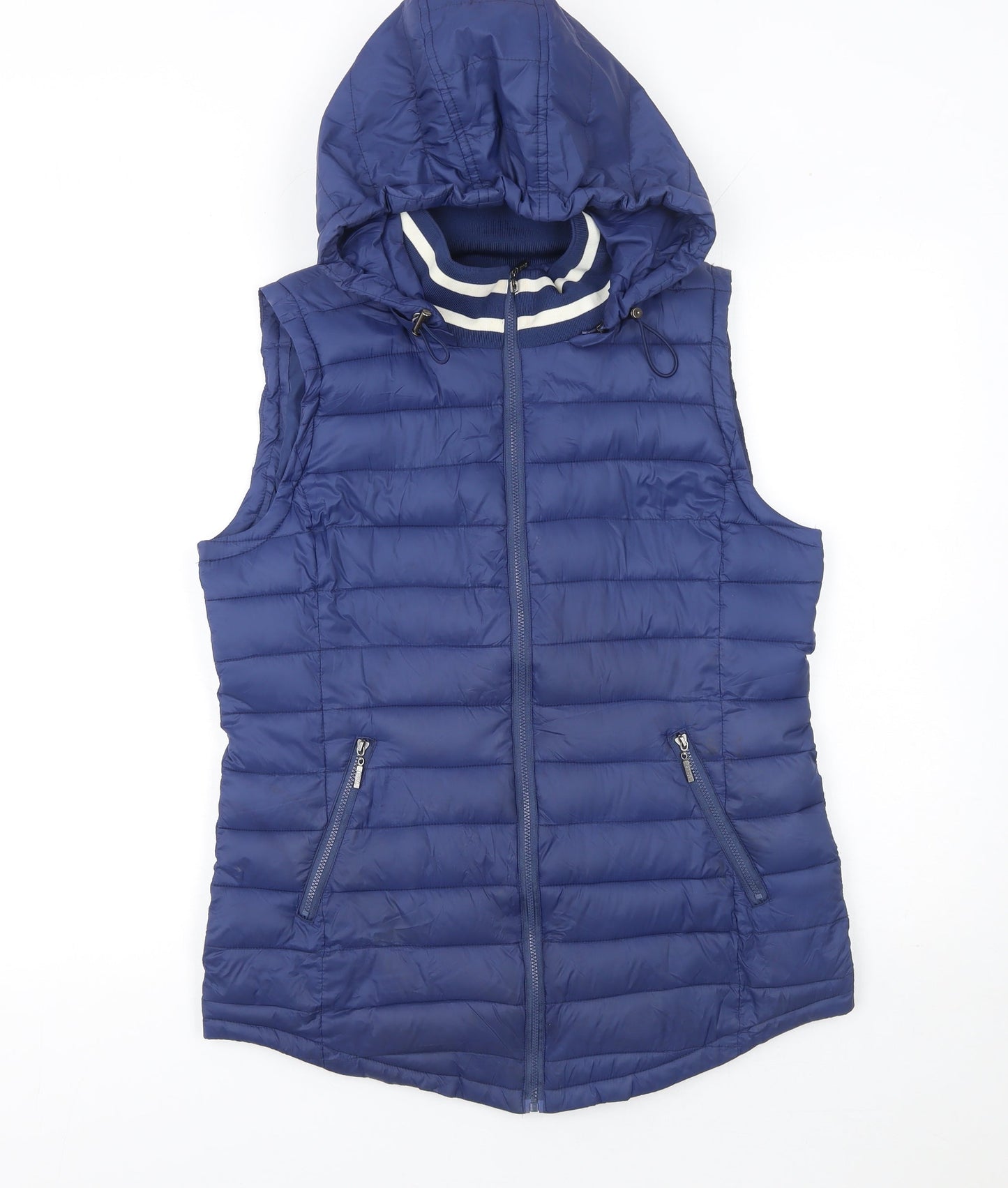 Yest Women's Blue Hooded Puffer Gilet Size 10 Casual Waistcoat