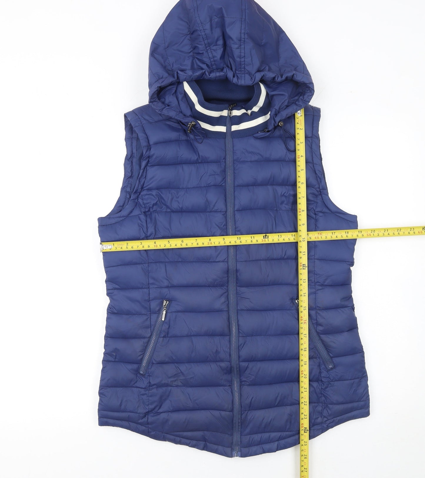 Yest Women's Blue Hooded Puffer Gilet Size 10 Casual Waistcoat