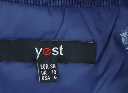 Yest Women's Blue Hooded Puffer Gilet Size 10 Casual Waistcoat