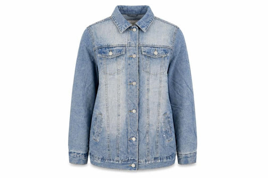 Front view of Denim Co. Women's Blue Cotton Lined Denim Jacket, size 6