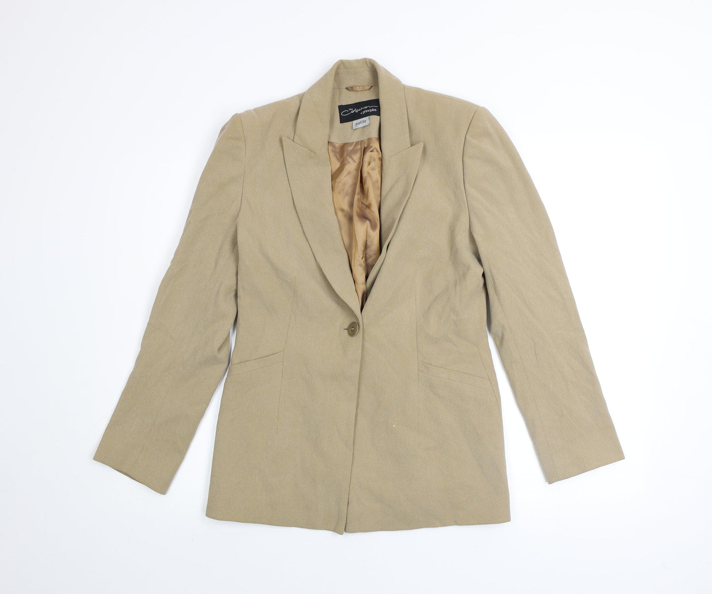 Principles Petite Beige Single-Breasted Blazer Jacket Size 10