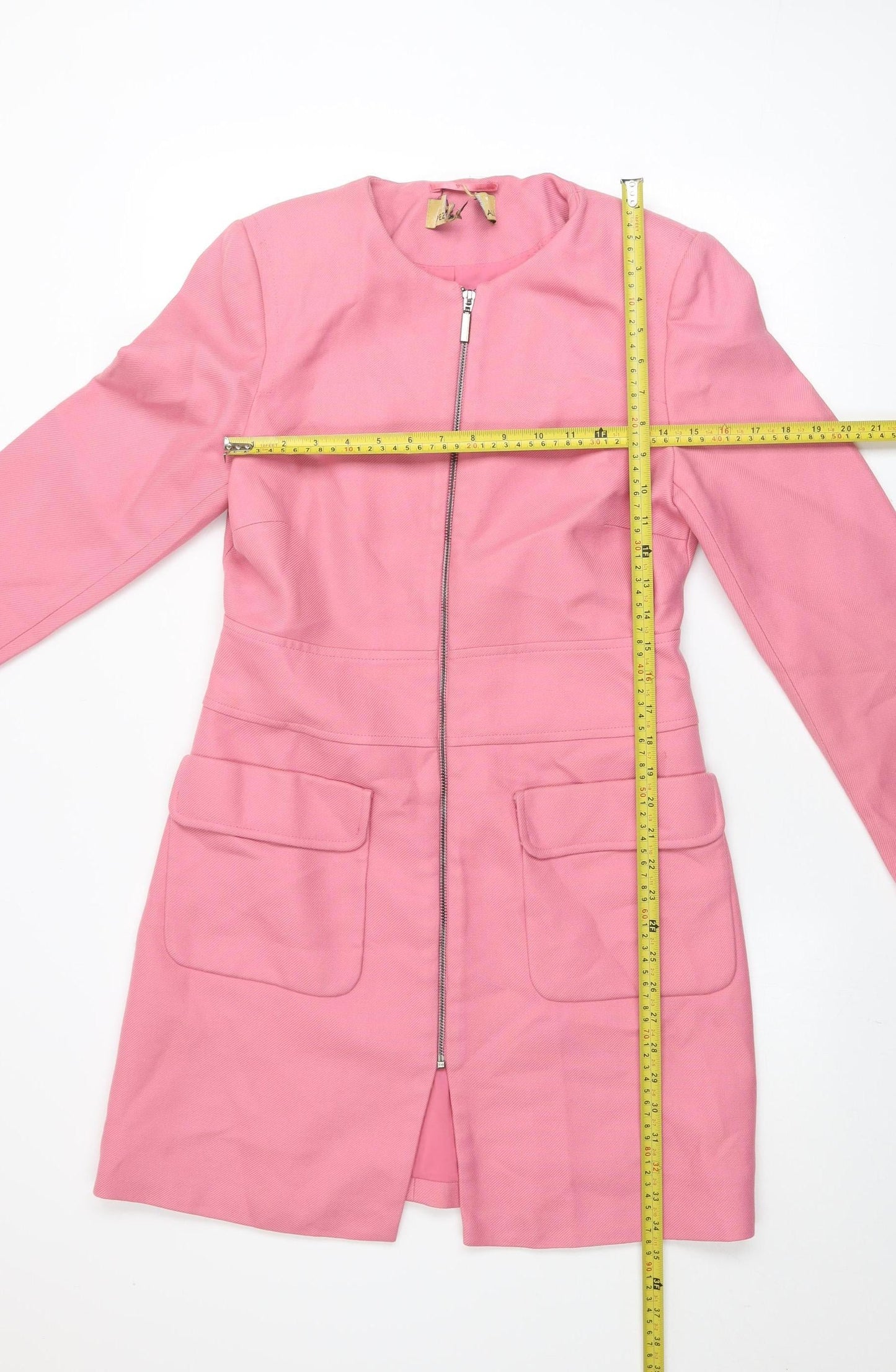 Marks and Spencer Women Pink Long Zip Coat Size 10 Classic Style