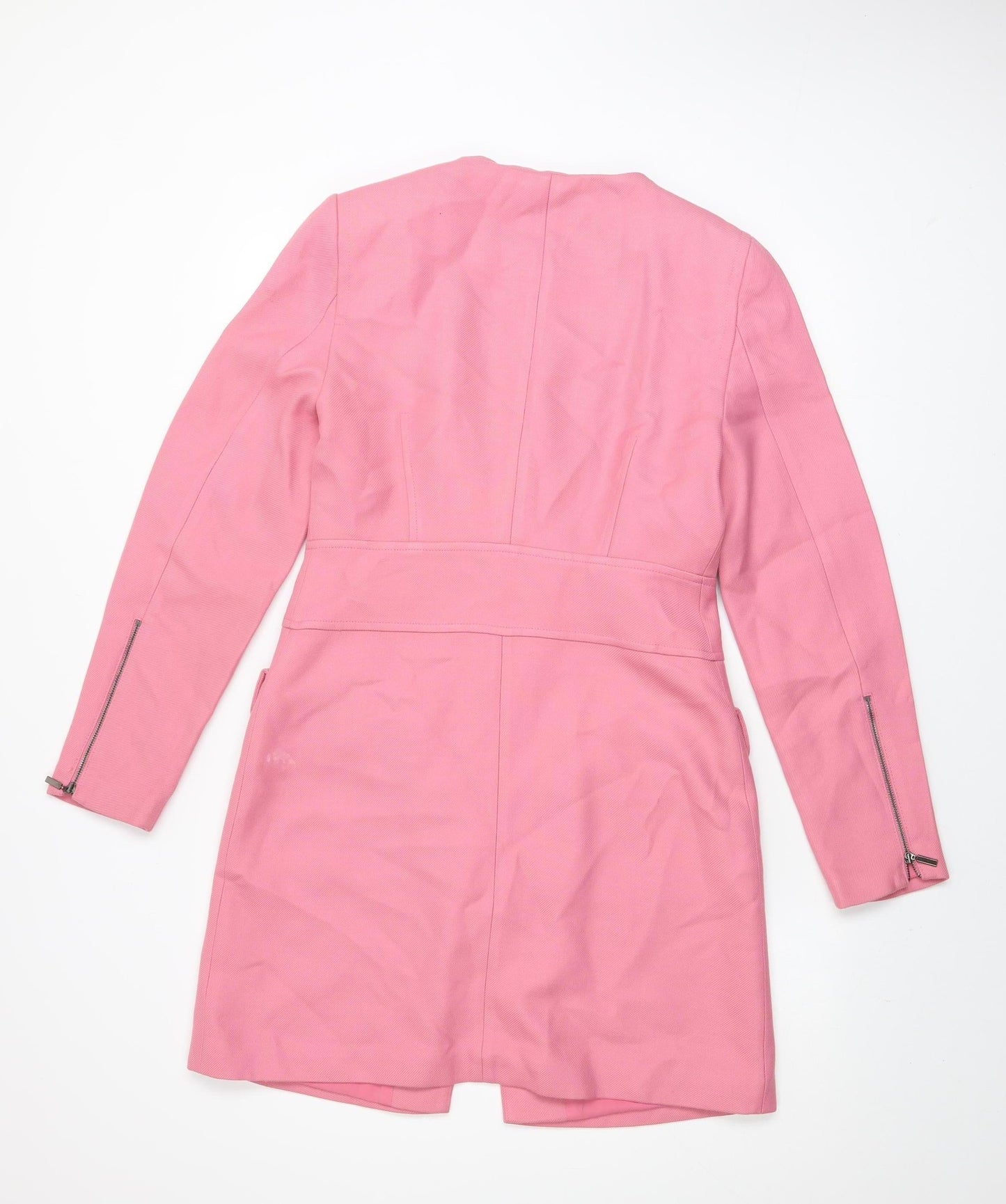 Marks and Spencer Women Pink Long Zip Coat Size 10 Classic Style