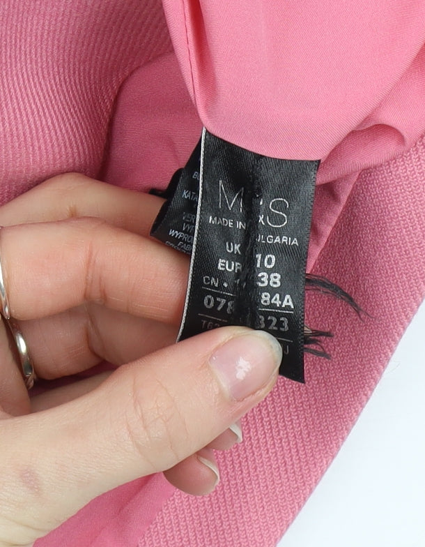Marks and Spencer Women Pink Long Zip Coat Size 10 Classic Style