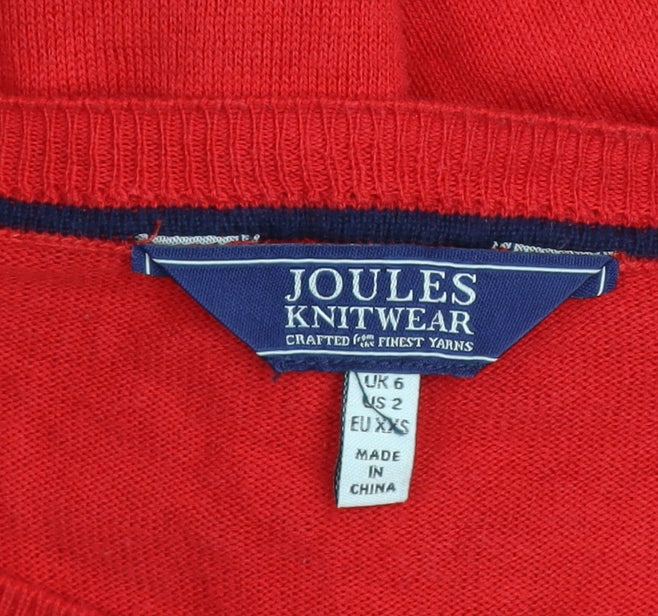 Womens UK 2XS Regular Joules Red Pullover Tight-Knit
