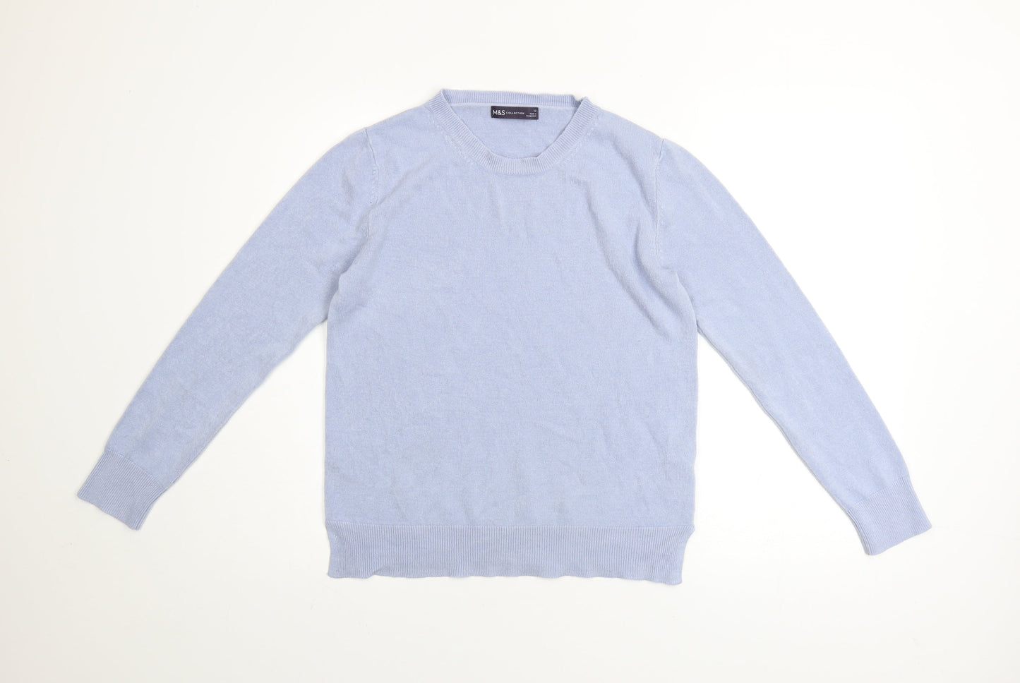 Marks and Spencer Women Blue Size 12 Crew Neck Acrylic Jumper