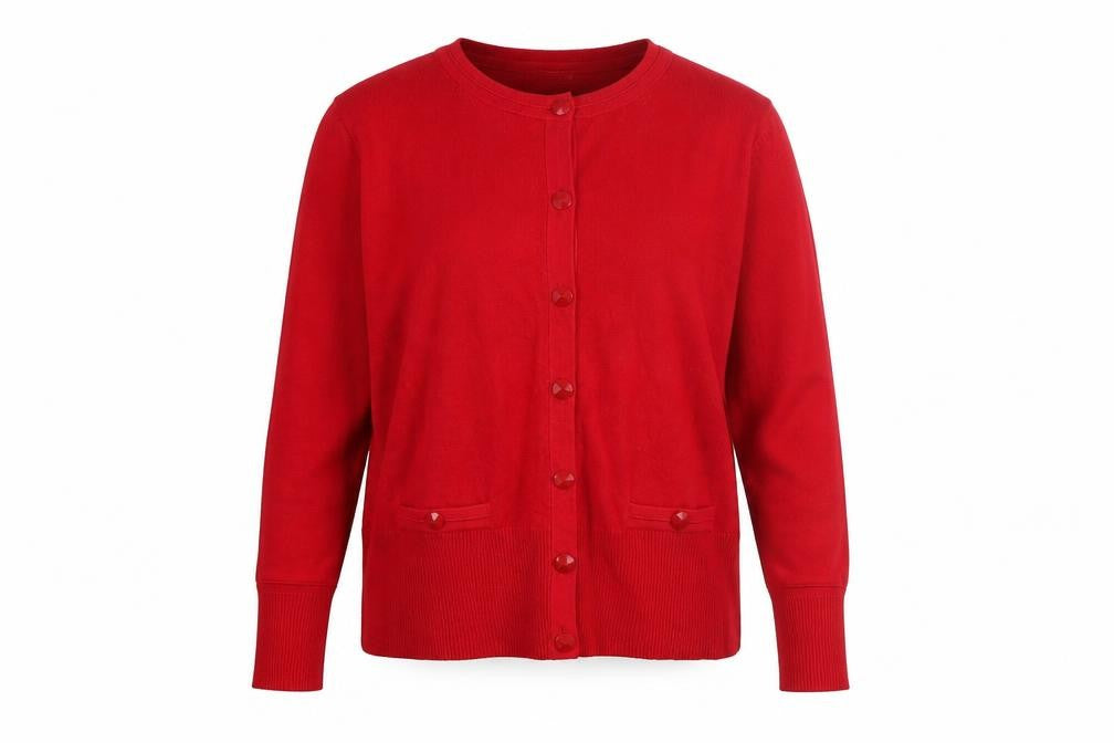 Debenhams Petite Red Cardigan Womens Size 18 Crew Neck Knitwear