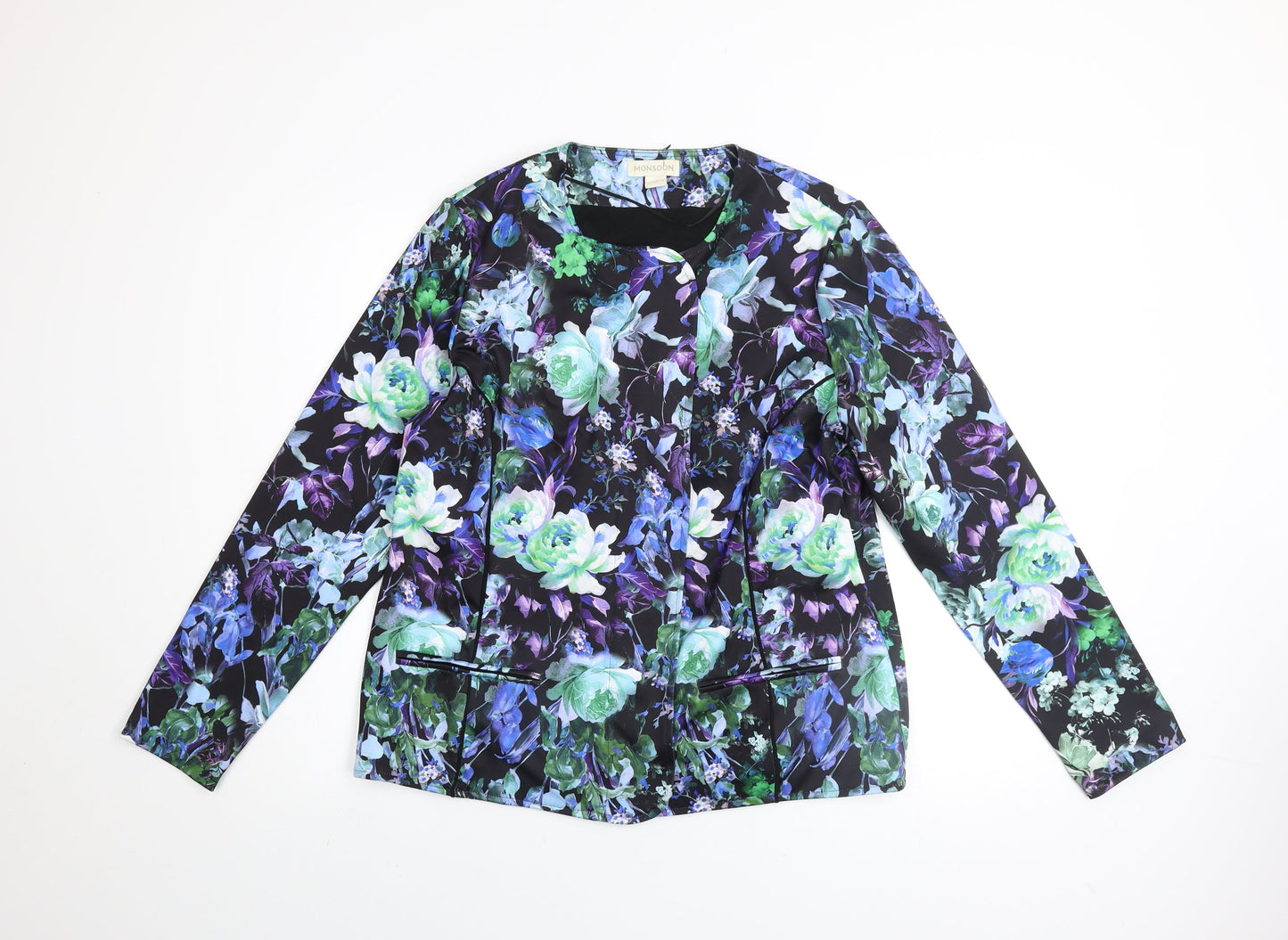 Monsoon Womens Multicoloured Floral Blazer Size 14 Lined Jacket