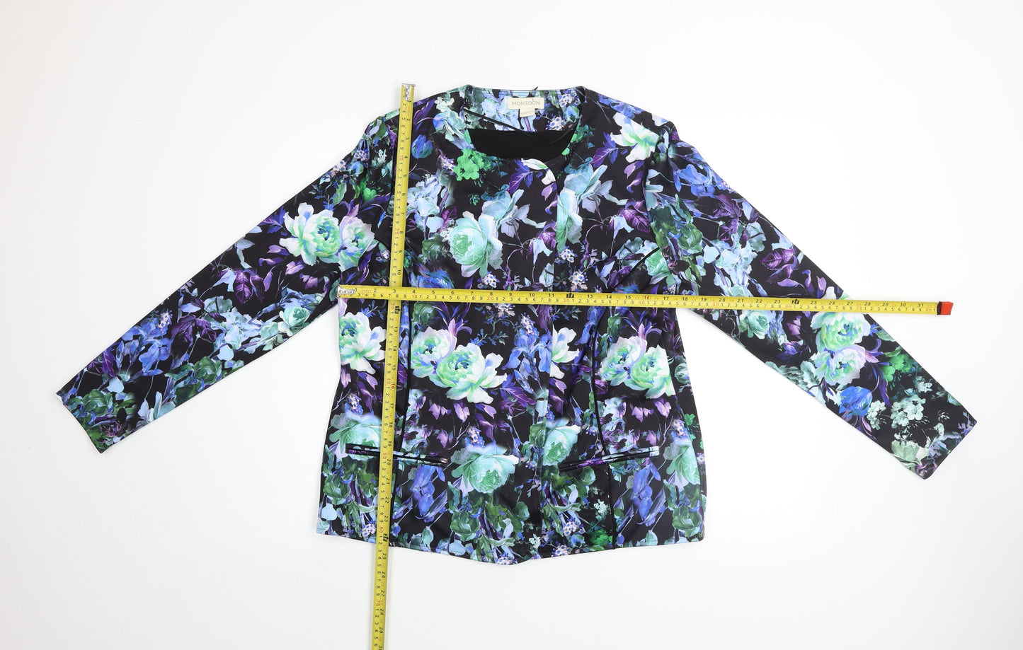Monsoon Womens Multicoloured Floral Blazer Size 14 Lined Jacket
