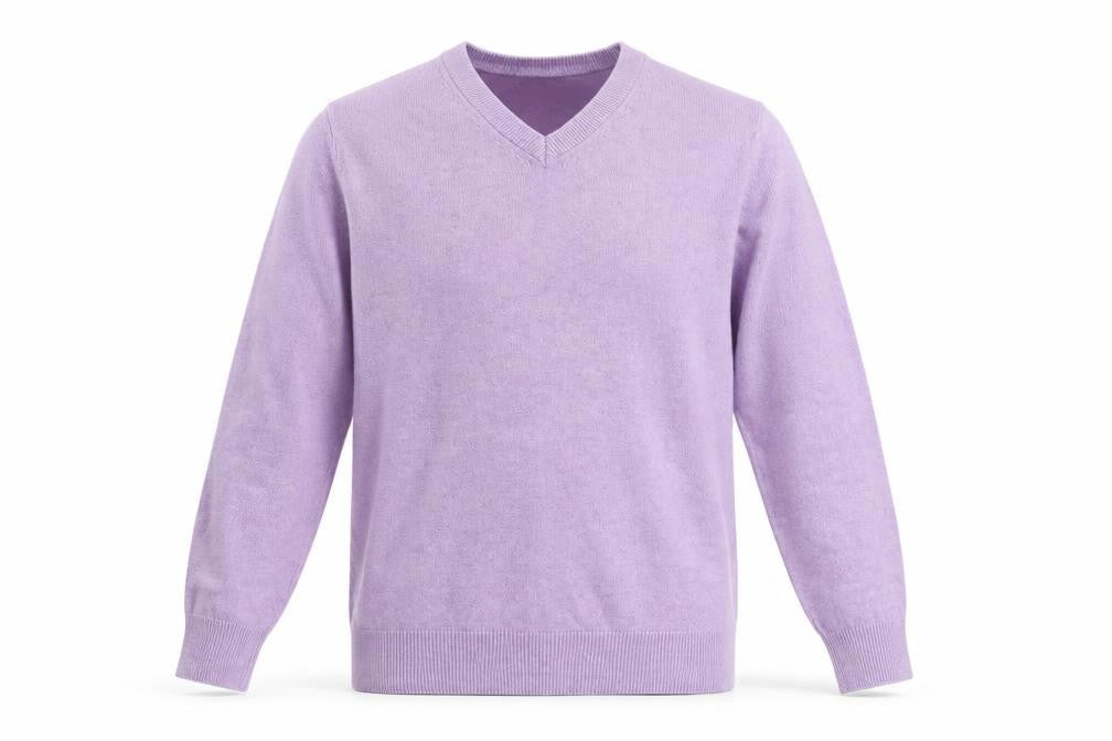 Marks and Spencer Men’s Purple V-Neck Cotton Jumper Size S