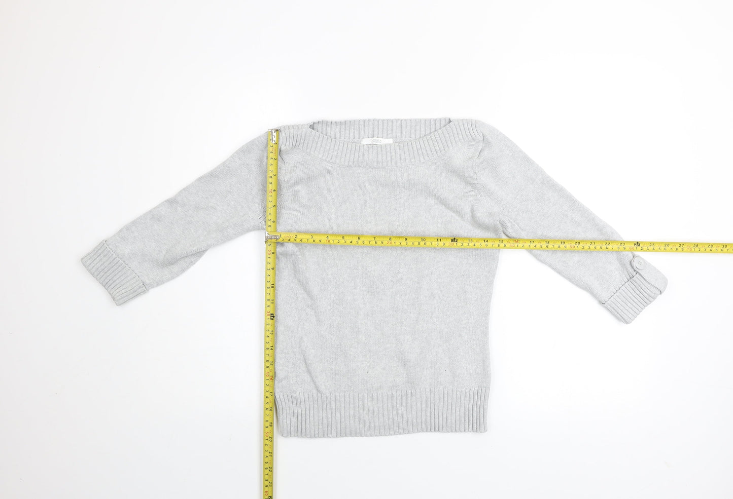 Marks and Spencer Women’s Grey Cotton Boat Neck Jumper Size 8