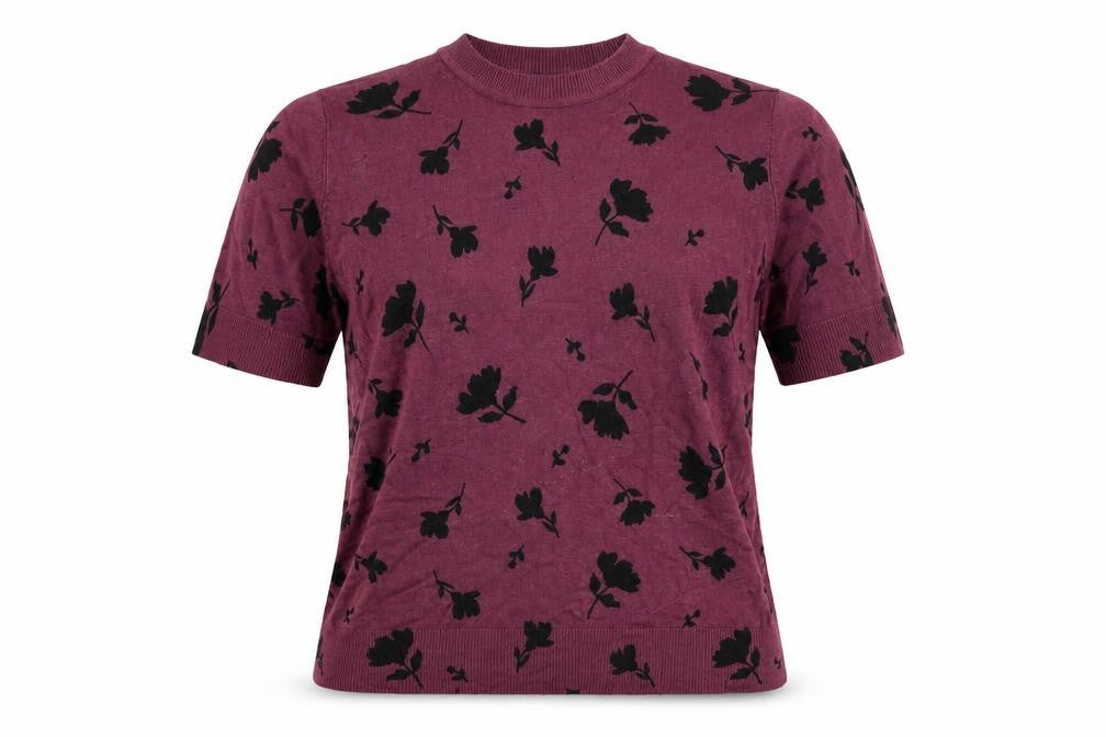 Marks and Spencer Women's Purple Floral Knit T-Shirt Size 14