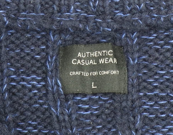 Matalan Men’s Blue 1/4 Zip High Neck Chunky Knit Jumper Size L