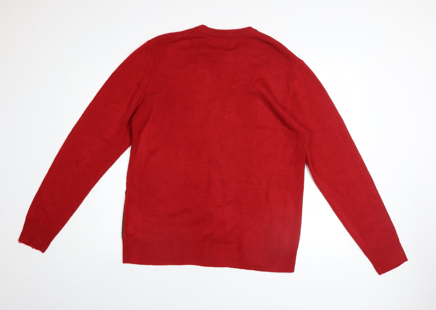 George Men's Red Reindeer Christmas Pullover Jumper Size M