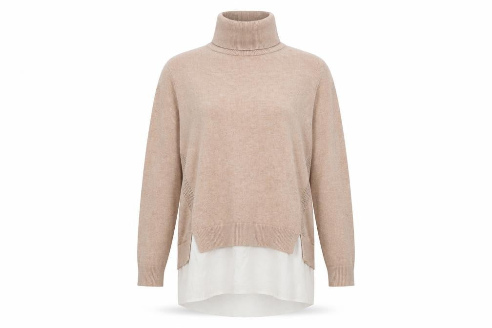 Miss Selfridge Women’s Beige Roll Neck Long Sleeve Tunic Jumper Size 10