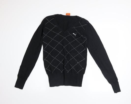 Womens UK 10 Regular PUMA Black Pullover Tight-Knit
