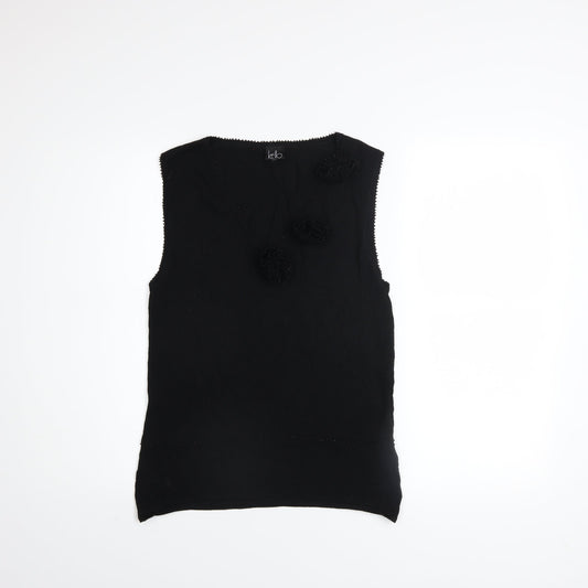 Kello Women's Black Beaded V-Neck Sleeveless Knit Camisole Top