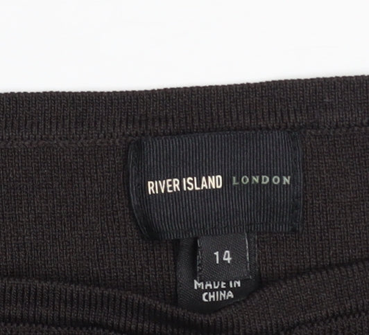 River Island Womens Black Puff Sleeve Square Neck Blouse Size 14