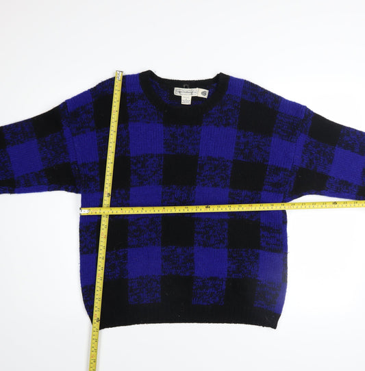 Vintage Gap Clothing Co. Men's Blue Black Wool Jumper Size S
