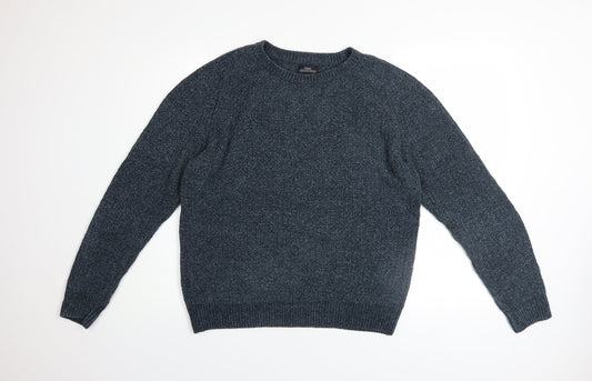 Next Men's Blue Acrylic Cotton Crew Neck Chunky Knit Jumper M