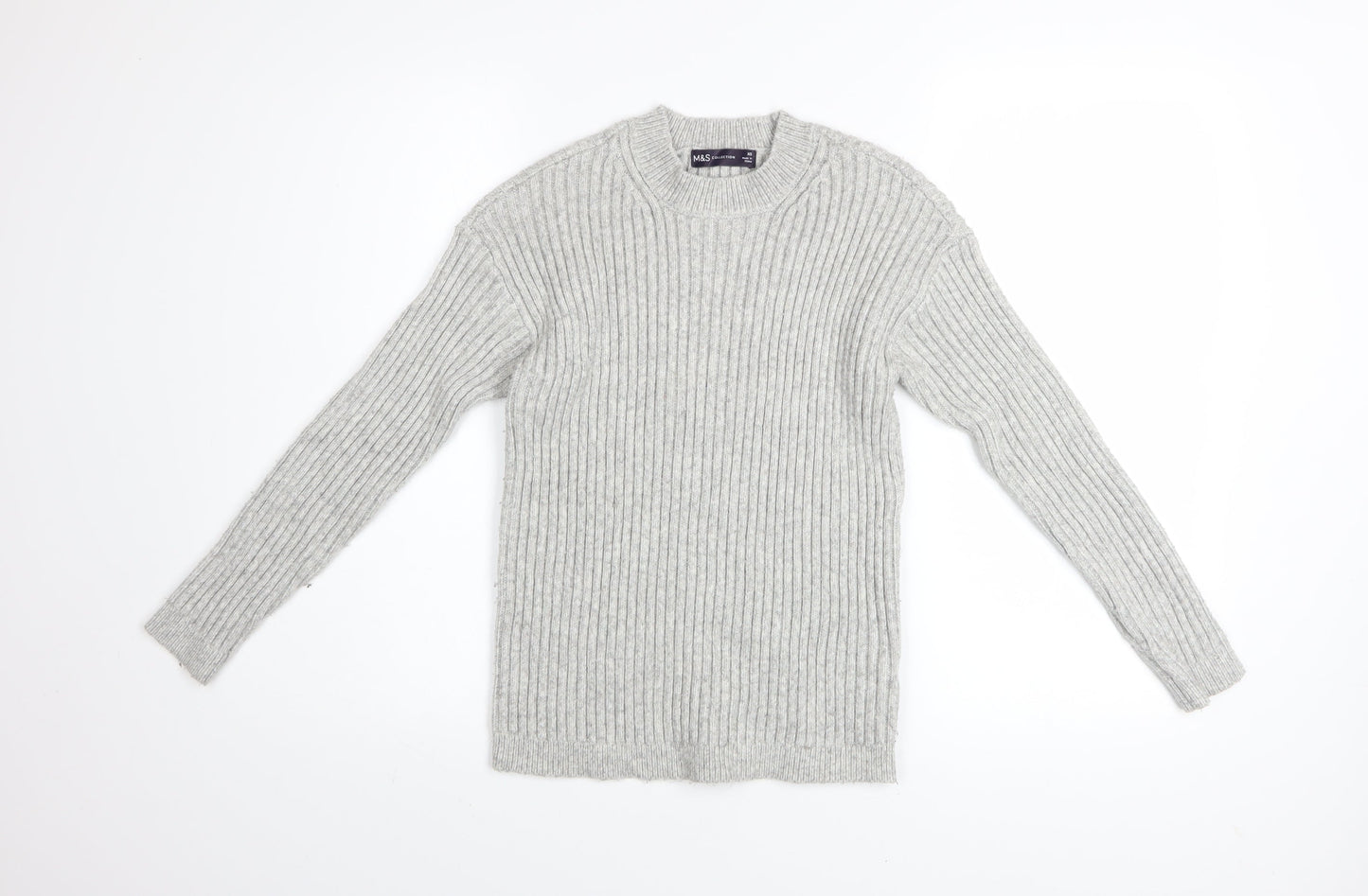 Marks and Spencer Women’s Grey Ribbed Knit Pullover Jumper XS