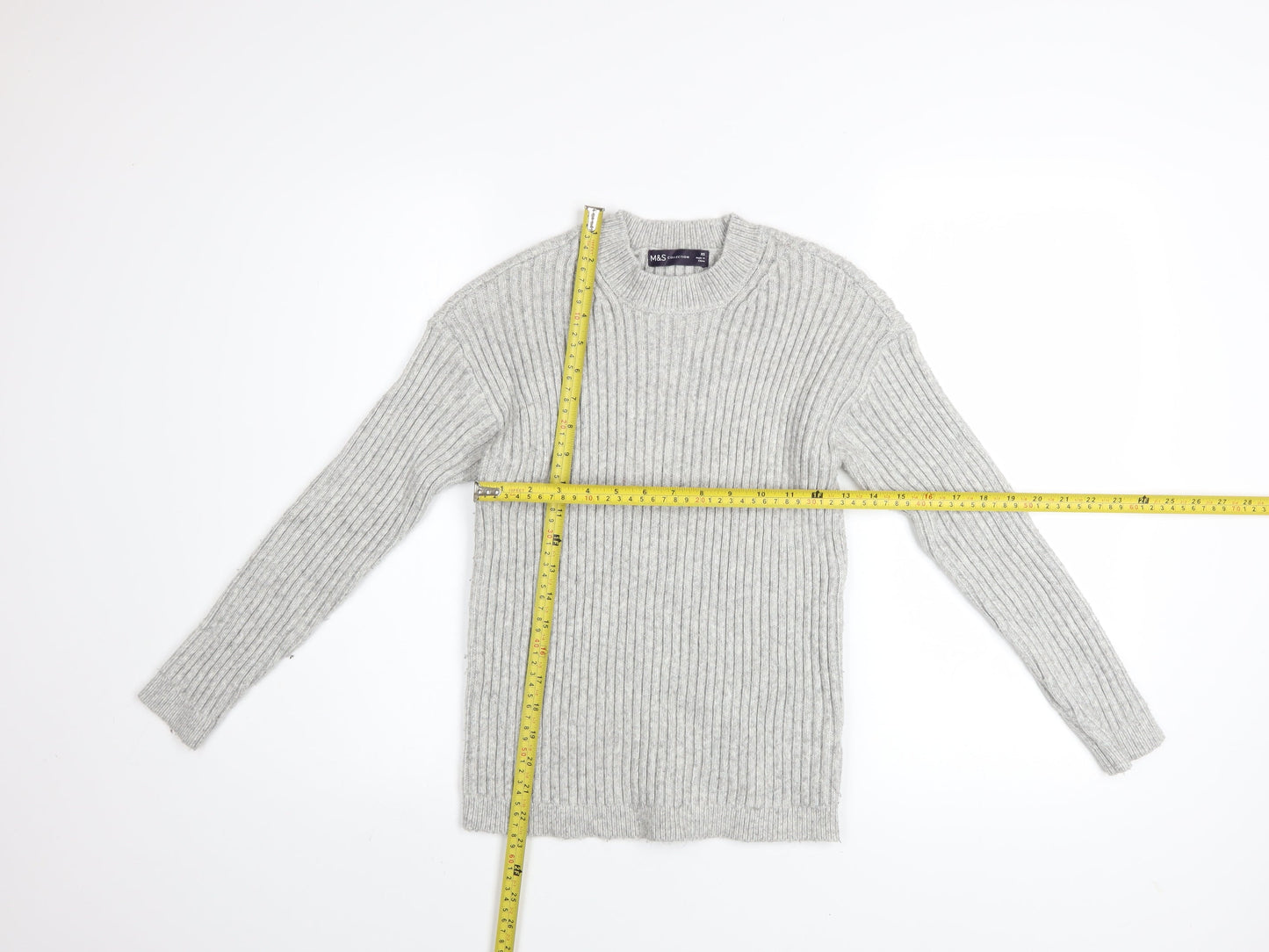 Marks and Spencer Women’s Grey Ribbed Knit Pullover Jumper XS