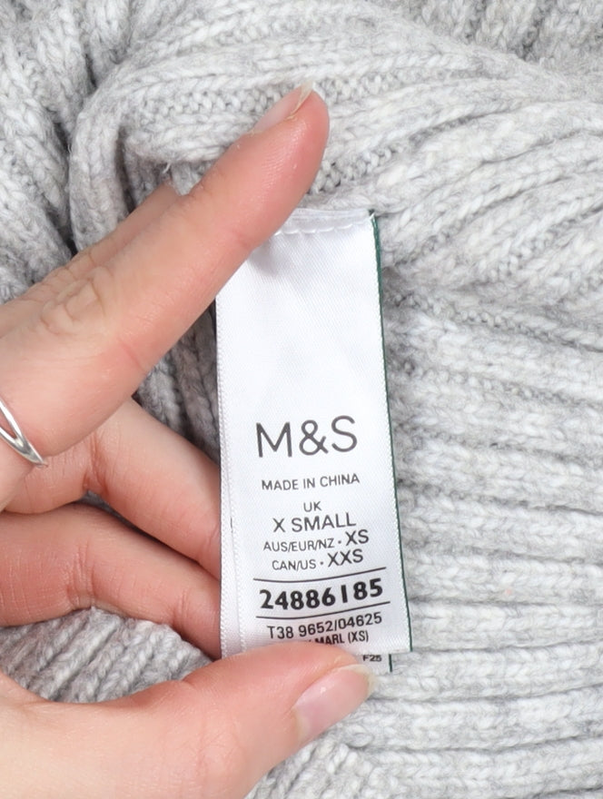 Marks and Spencer Women’s Grey Ribbed Knit Pullover Jumper XS