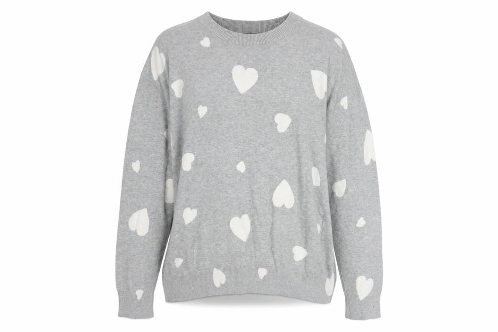 Marks and Spencer Womens Grey Heart Cotton Jumper Size L