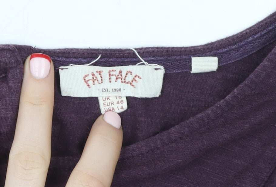 Womens UK Size 18 Fat Face Purple Cotton Blouse