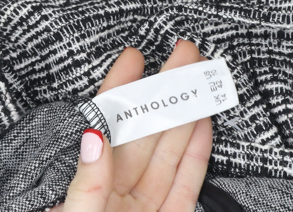 Anthology Women's Black Tweed Blazer Size 14 Classic Smart Jacket