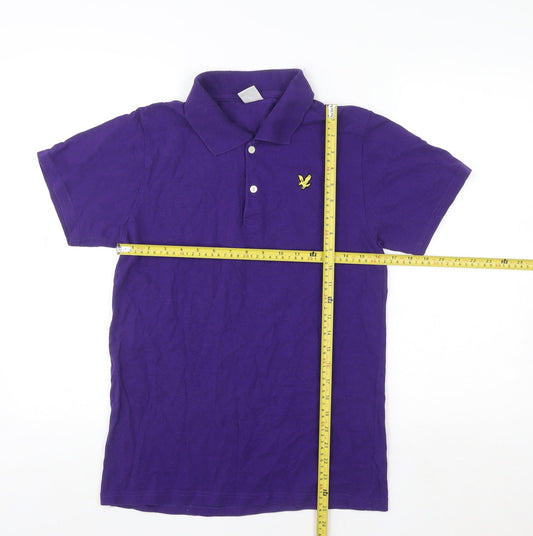 Lyle & Scott Men's Purple Short Sleeve Cotton Polo Shirt Size S