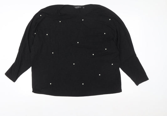 Dorothy Perkins Women Black UK 18 Pullover Sweatshirt Pearl Accent