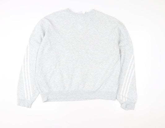 Mens UK L Regular adidas Grey Pullover Sweatshirt