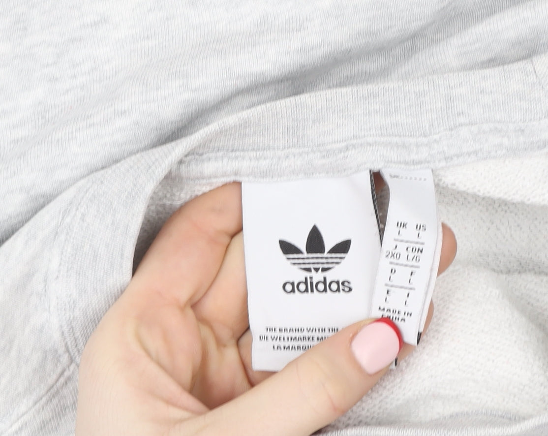 Mens UK L Regular adidas Grey Pullover Sweatshirt