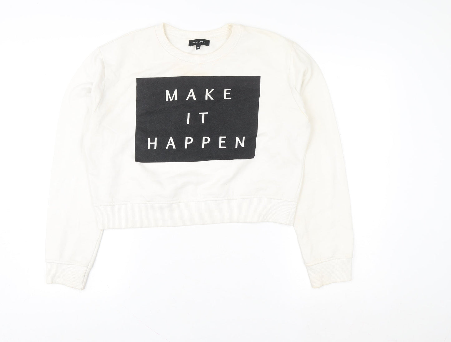 New Look Womens Ivory Graphic Print Sweatshirt Size 14