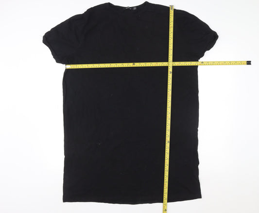 boohoo Men's Black Regular Fit Cotton Crew Neck T-Shirt Size L