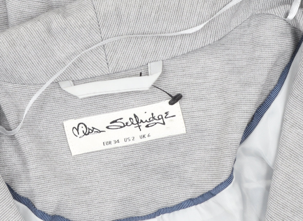 Miss Selfridge Women’s Grey Cotton Blend Blazer Jacket Size 6