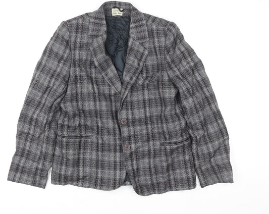 Aldo Bini Women’s Grey Checked Wool Blazer Jacket Size M Vintage Style