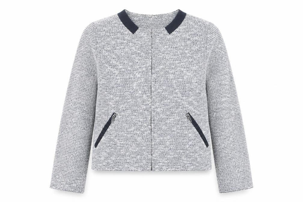 Marks and Spencer Women Blue Tweed Zip Jacket Size 8