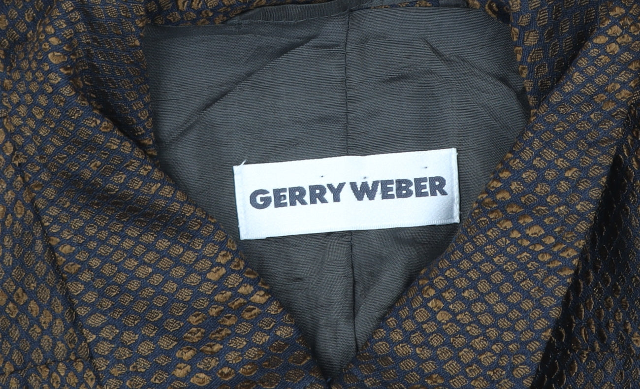 Gerry Weber Women's Brown Geometric Zip Up Jacket Size 46 Regular