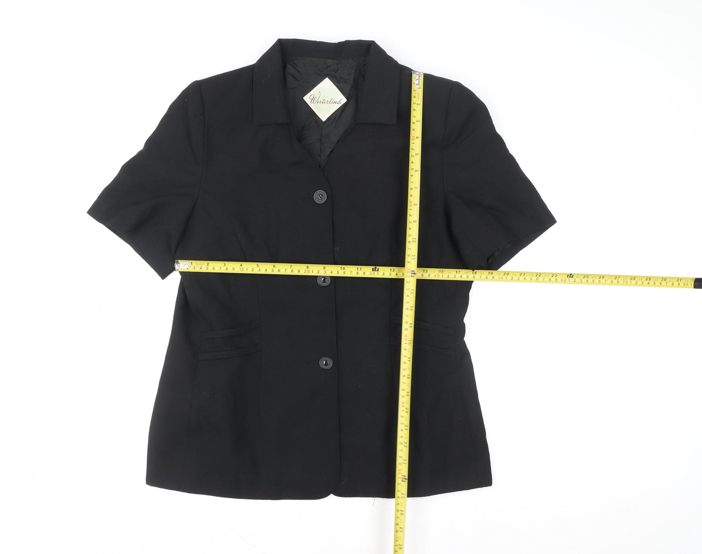 Westerlind Women's Black Short Sleeve Blazer Jacket Size 14
