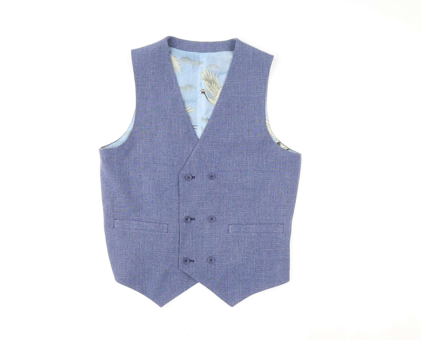 ASOS Men's Blue Slim Fit Double Breasted Waistcoat Size 38