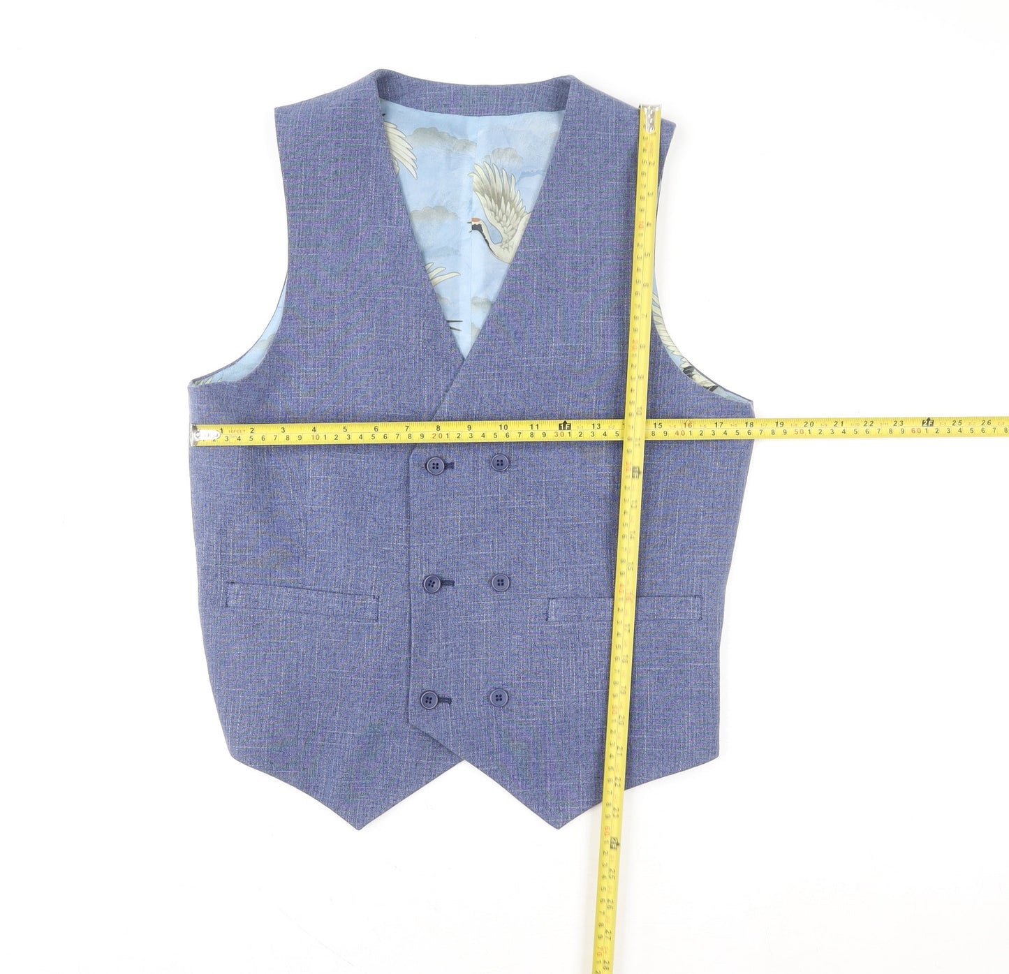 ASOS Men's Blue Slim Fit Double Breasted Waistcoat Size 38