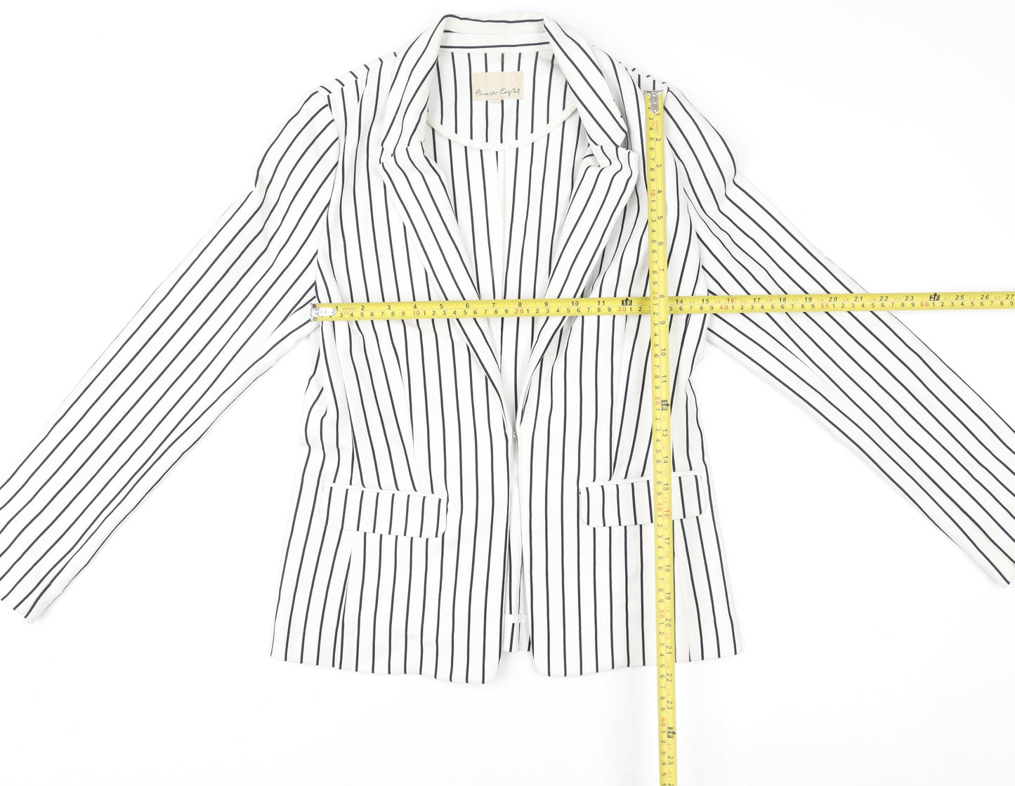 Phase Eight Womens White Striped Blazer Jacket Size 10 Regular Fit