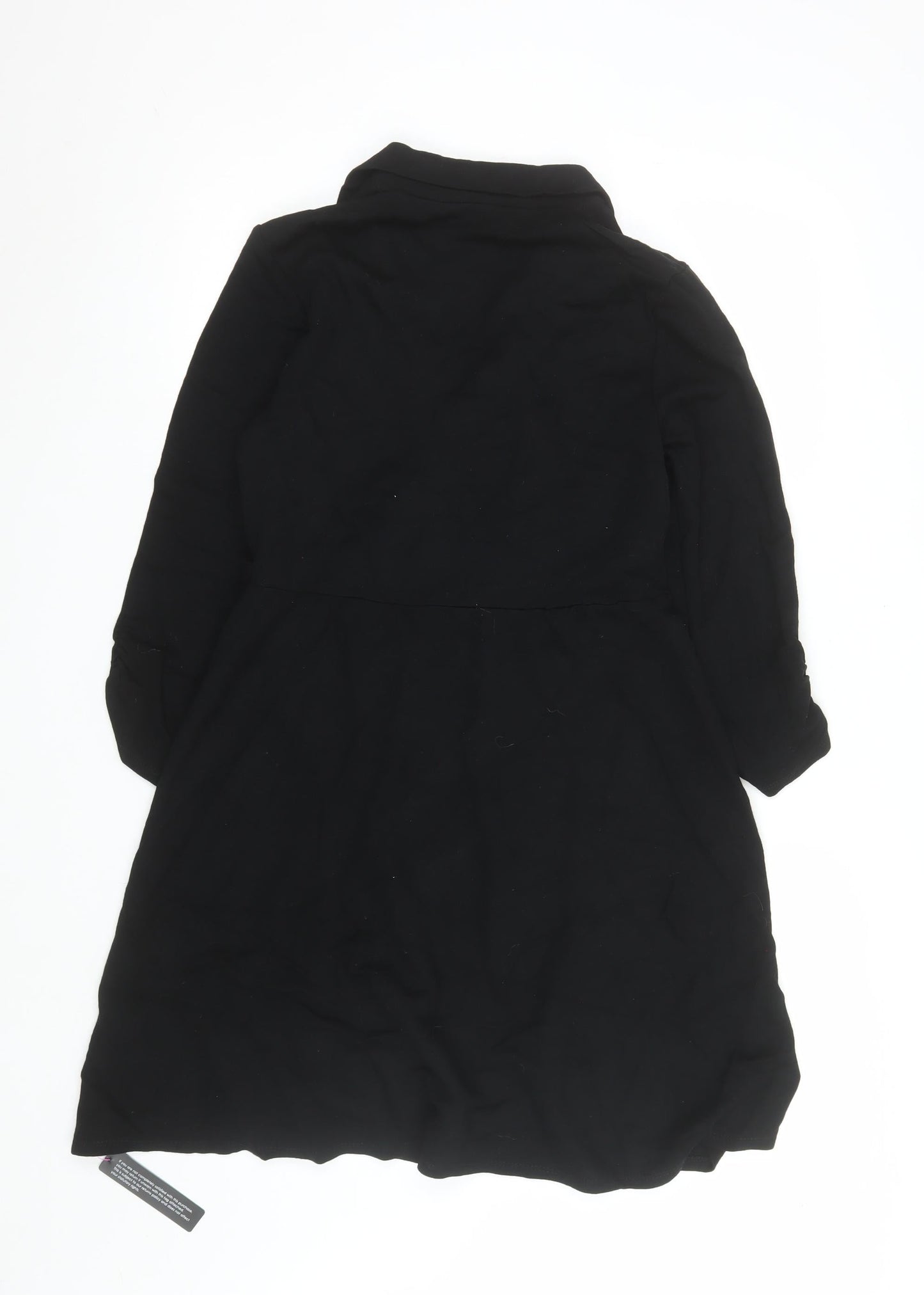 Roman Women Black Knee Length Wrap Dress Size 10 Long Sleeve Stretch