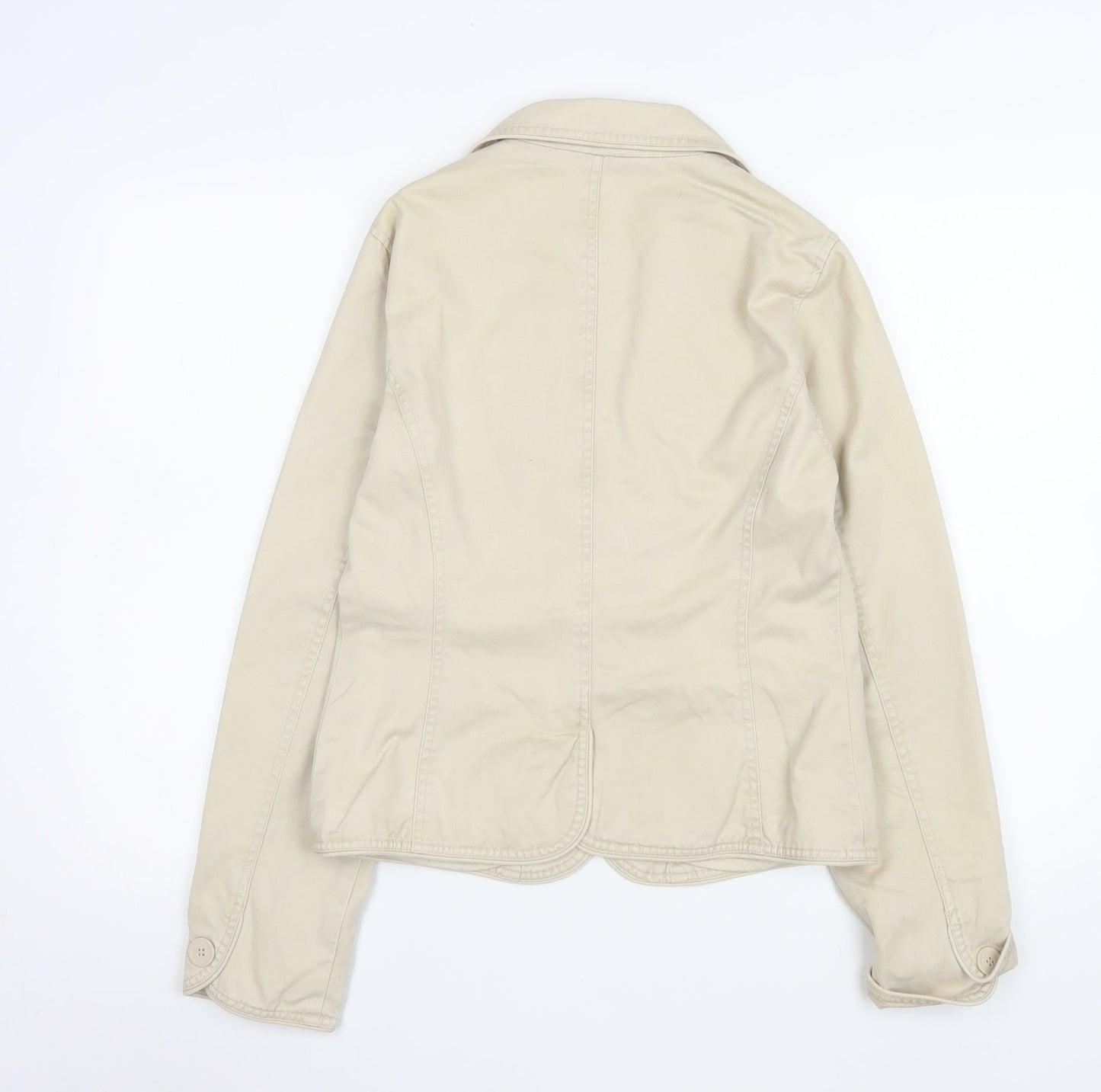 Moto Women Beige Cotton Blazer Jacket Size 10 Regular