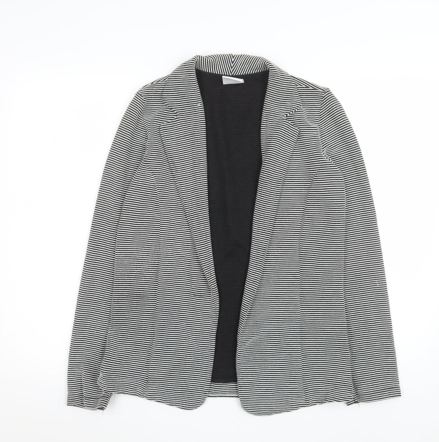 Next Women Black and White Striped Single Breasted Blazer Size 14